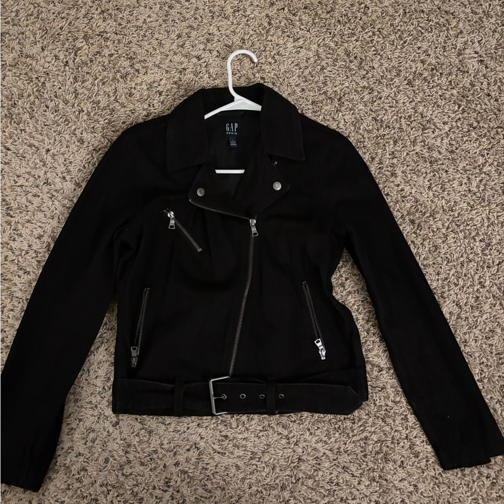 GAP Women's Black Denim Jacket with Silver Accents
